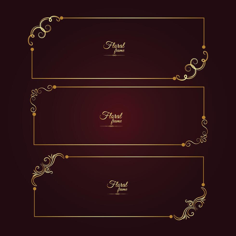 Vector luxury decorative golden vintage frames and borders. retro ornamental frame art and illustration.