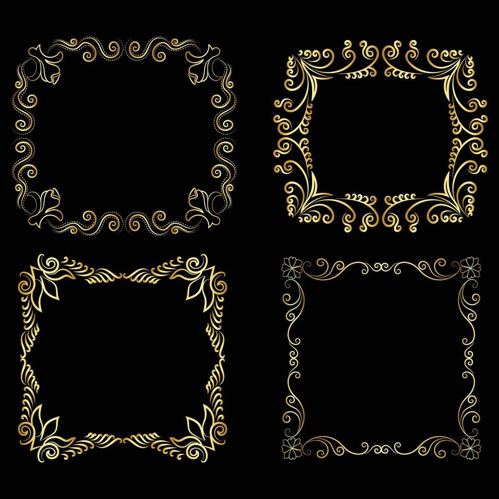 Vector luxury decorative golden vintage frames and borders. retro ornamental frame art and illustration.