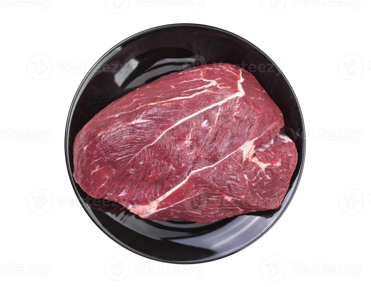 Piece of raw beef isolated on white background photo