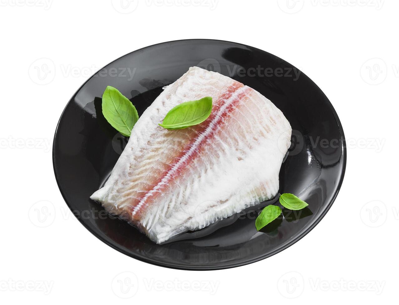 Fish fillet of pangasius isolated on white background with clipping path photo