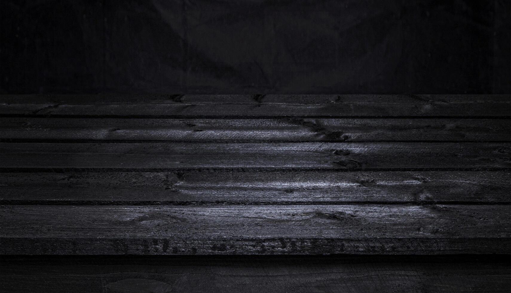 Dark wood table, black wooden interior photo