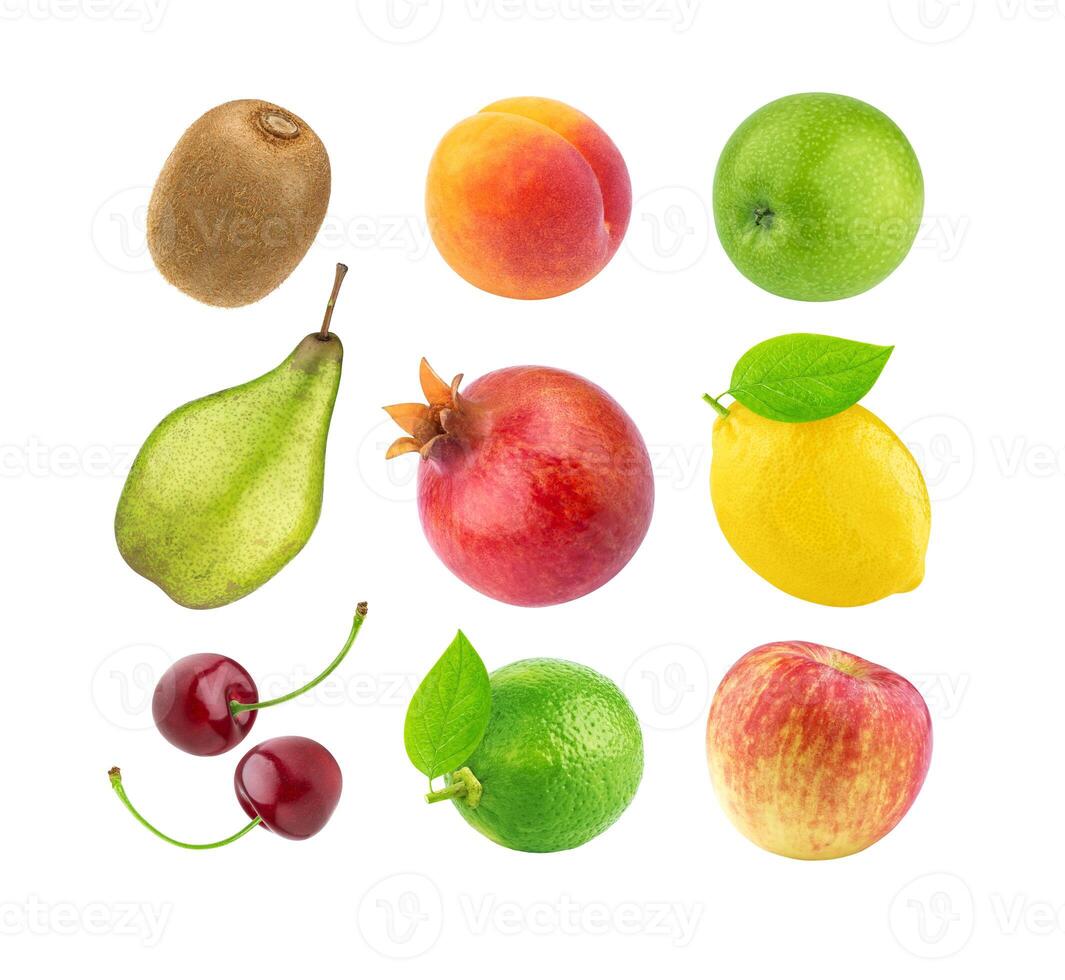 Fruits collection. Different fruits isolated on white background with clipping path. photo