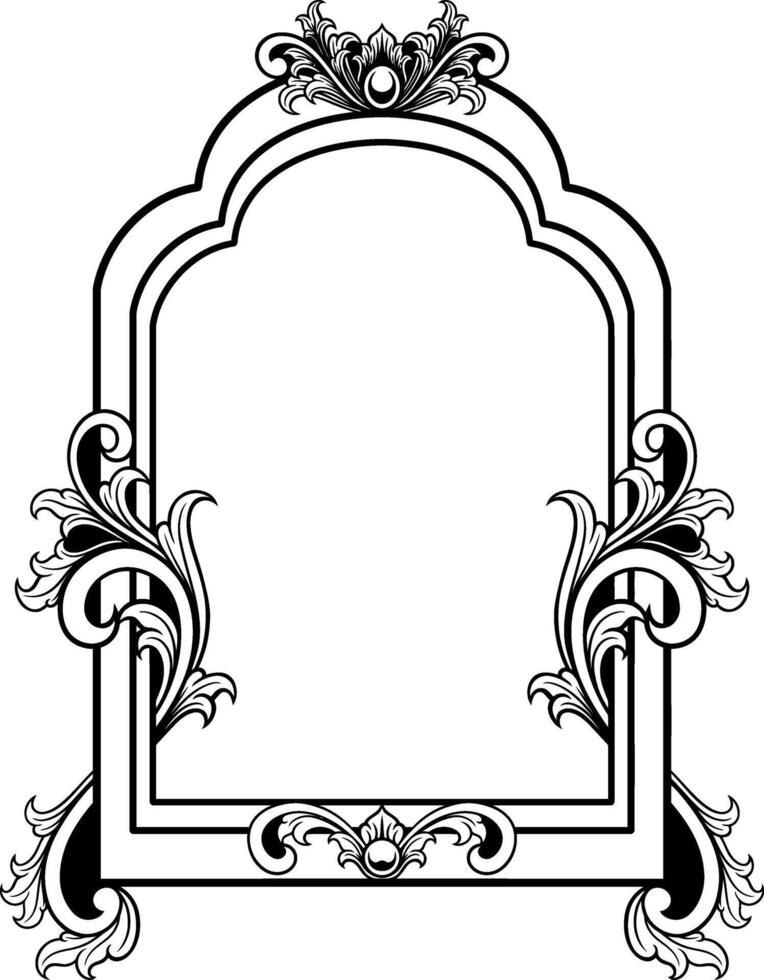 Ornament frame for wedding black and white vector