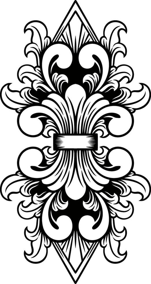vintage ornament flower for wedding black and white vector