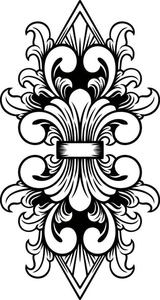 Clásico ornamento flor para Boda negro y blanco vector