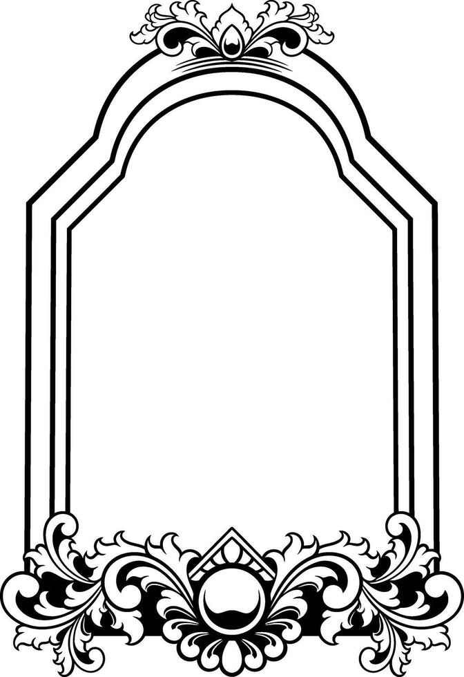 Ornament frame for wedding black and white vector