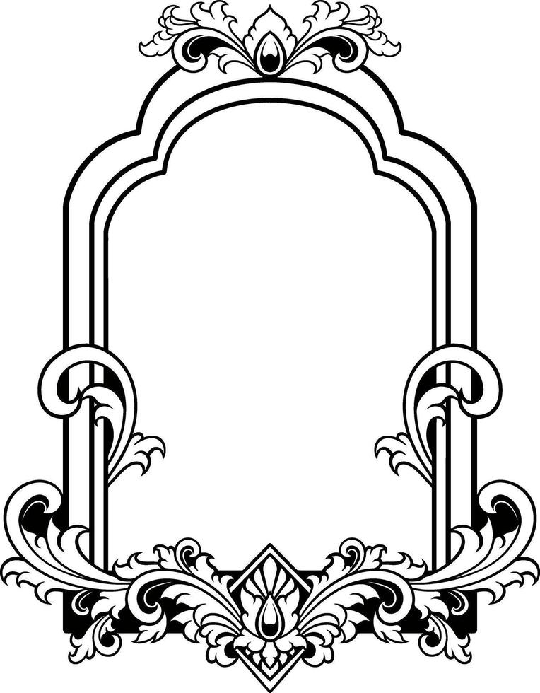 Ornament frame for wedding black and white vector