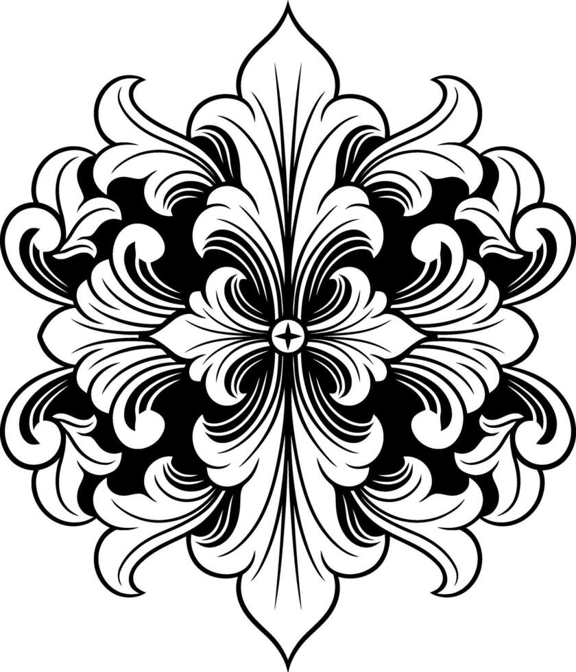 vintage ornament flower for wedding black and white vector