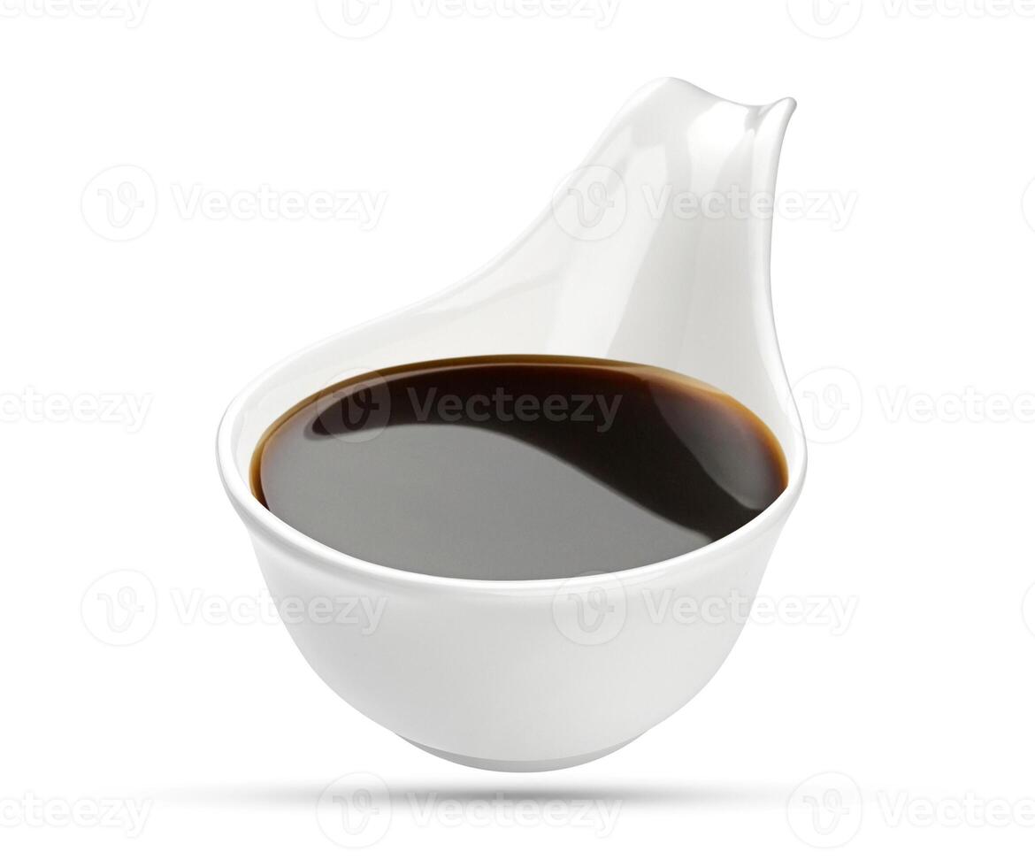 Soy sauce on white background, with clipping path photo