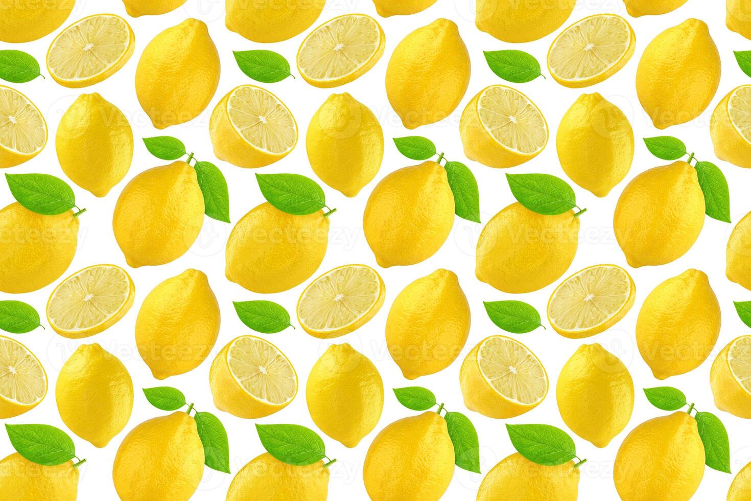 Seamless pattern with lemons. Lemon isolated on white background. photo
