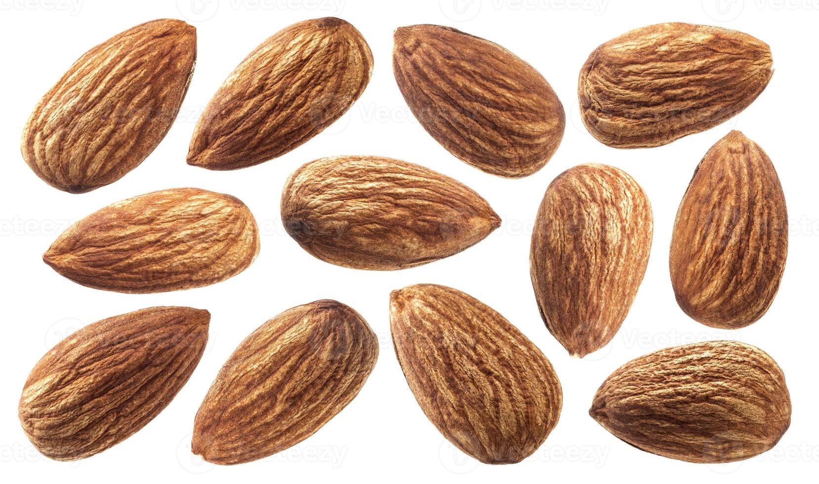 Almond isolated on white background with clipping path. Nuts collection. photo