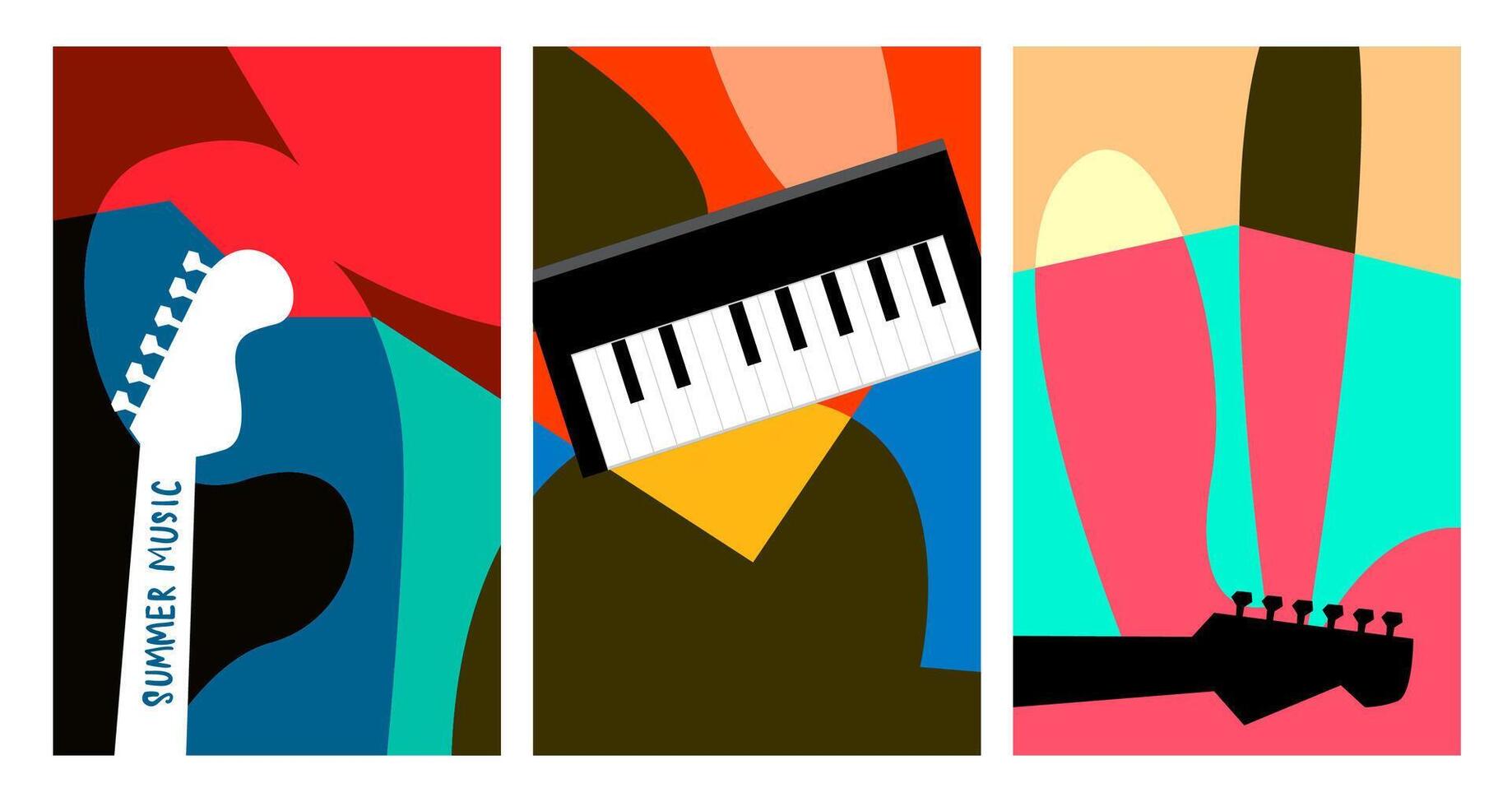 ilustración vectorial banner colorido festival de música de verano vector