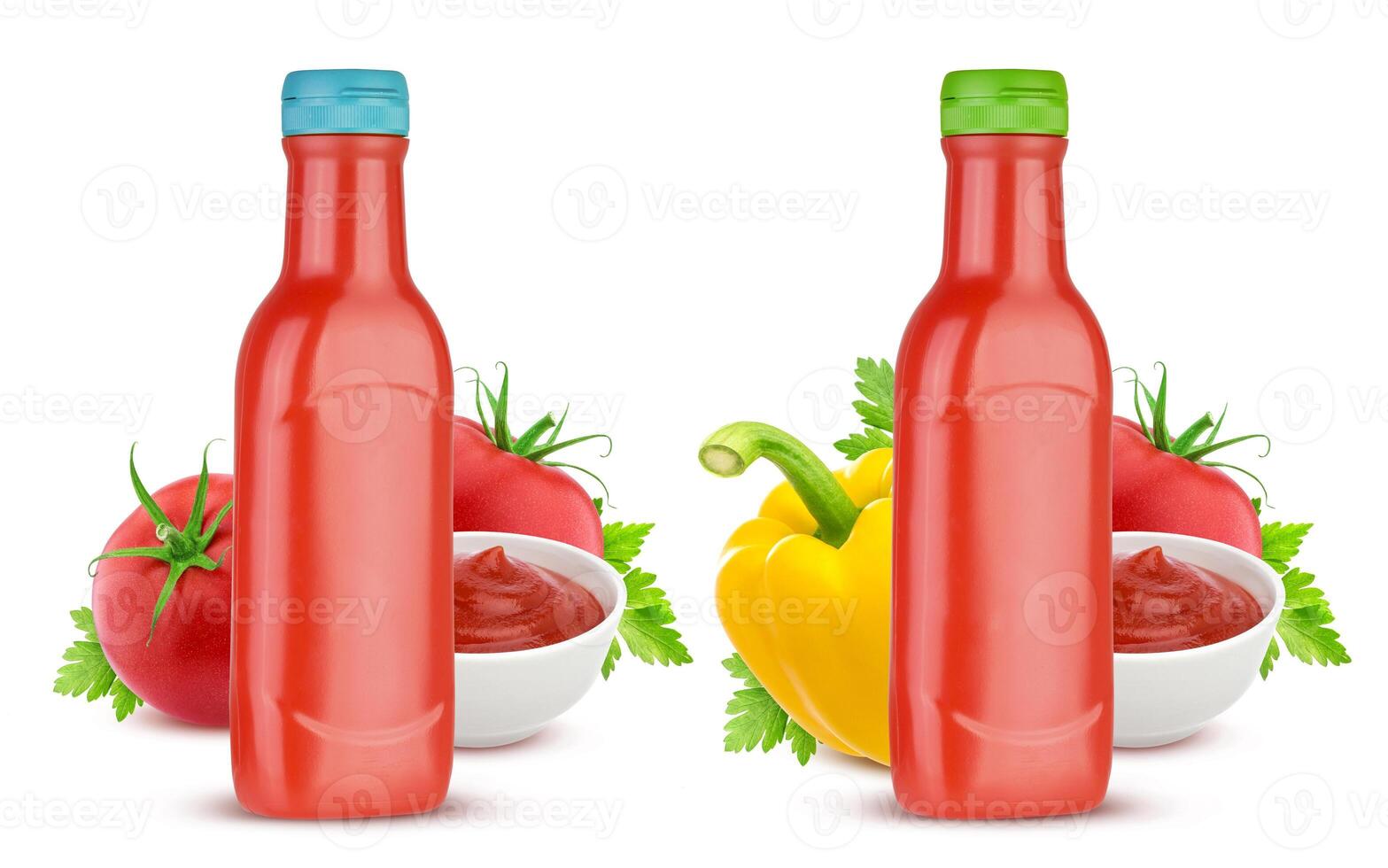 Tomato ketchup bottle isolated on white background photo