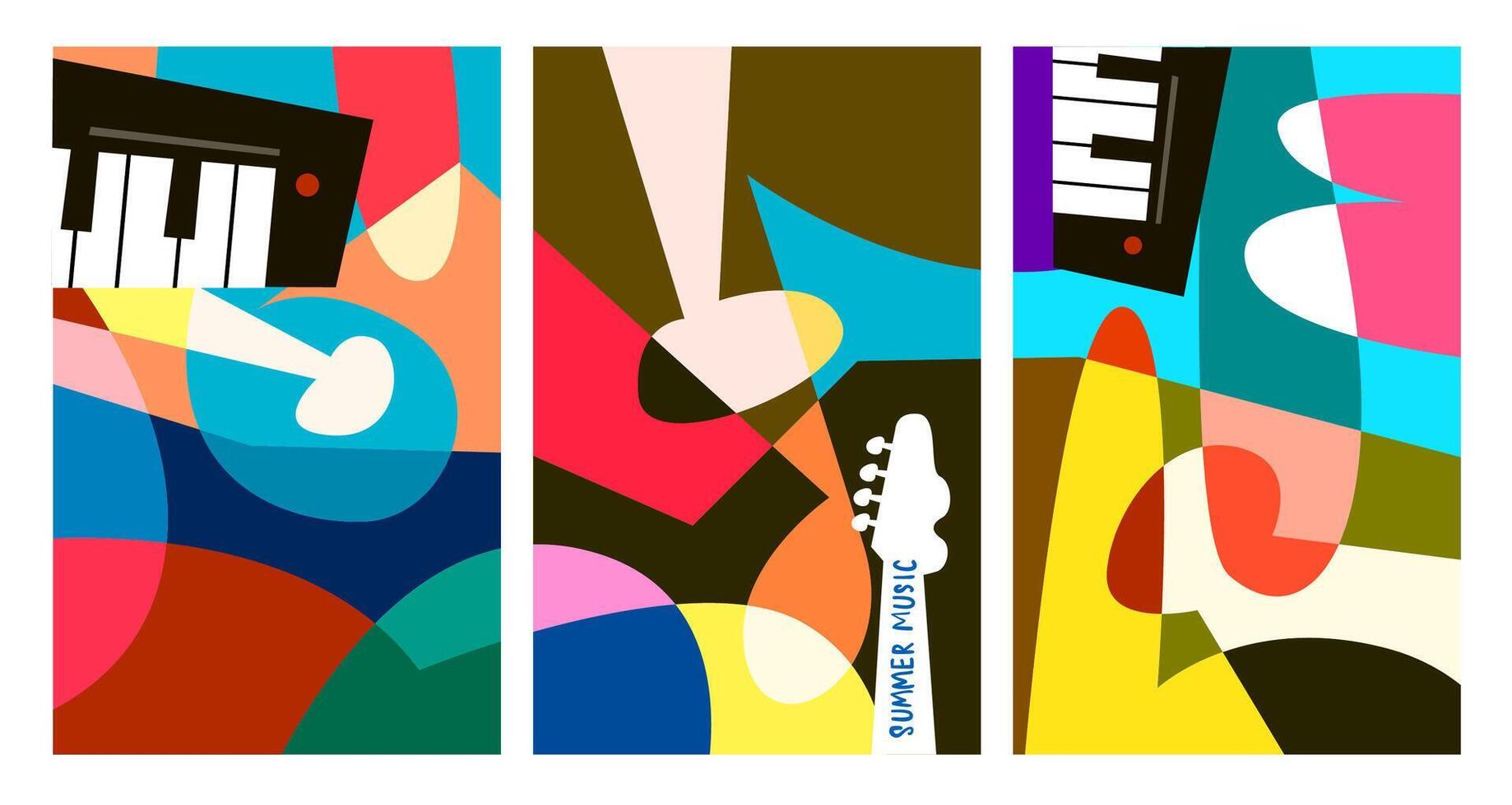 ilustración vectorial banner colorido festival de música de verano vector