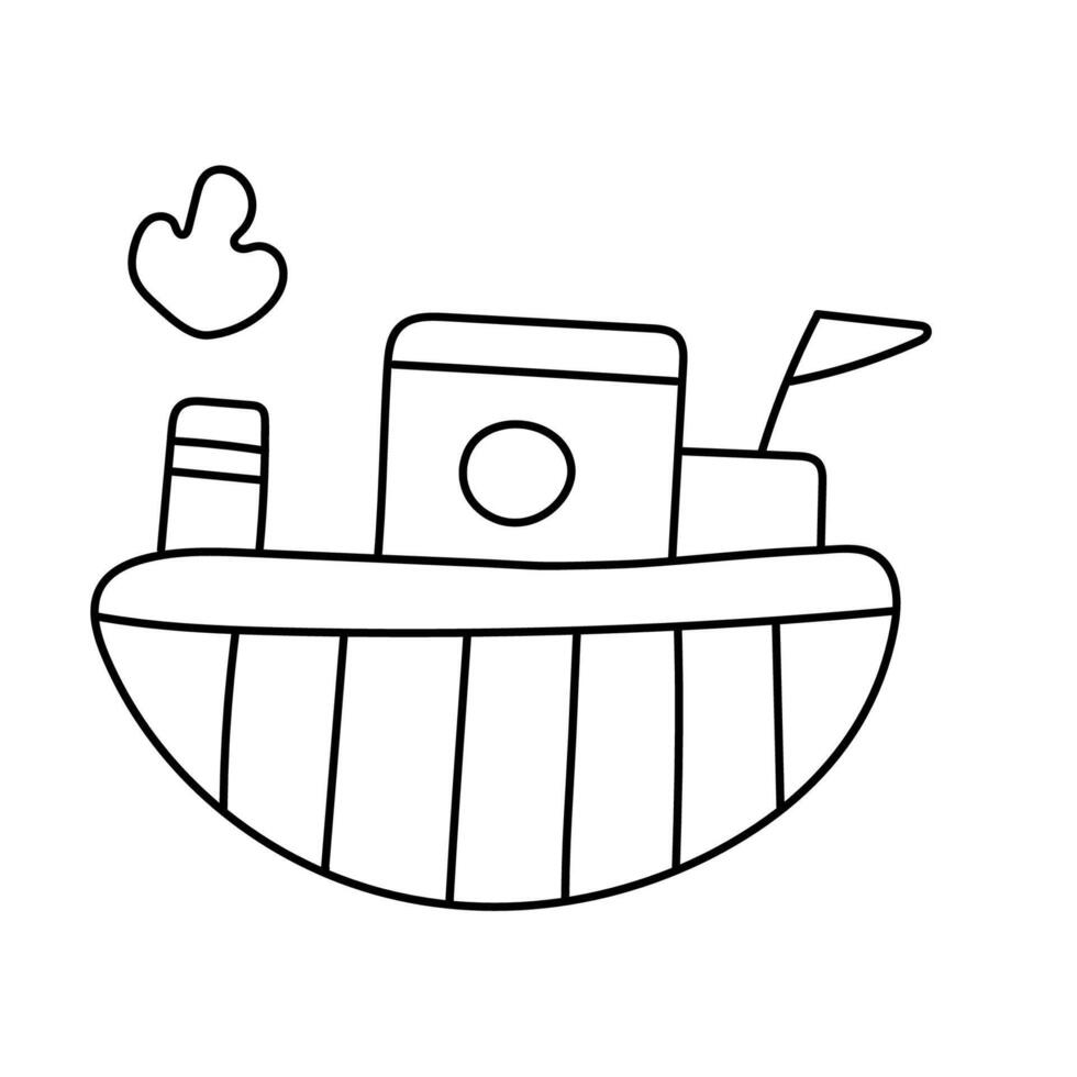 Ship in doodle style. Vector illustration.