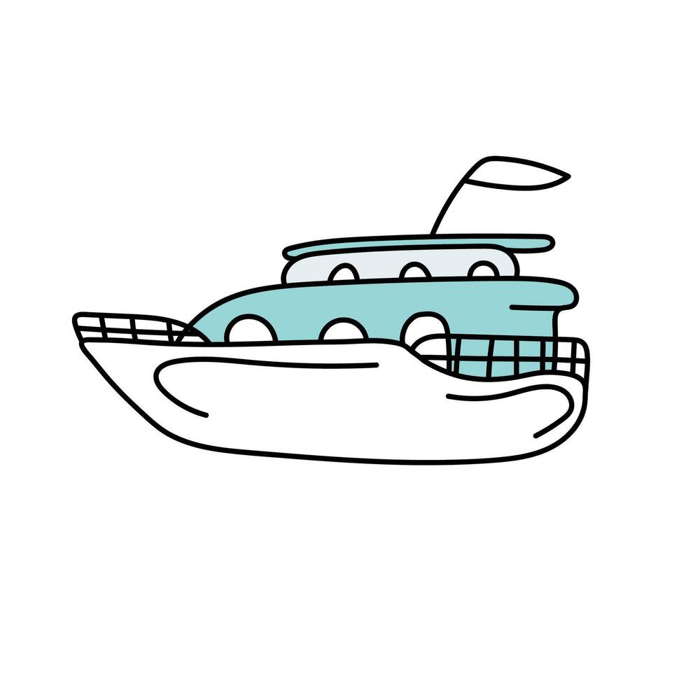 Ship in doodle style. Vector illustration.