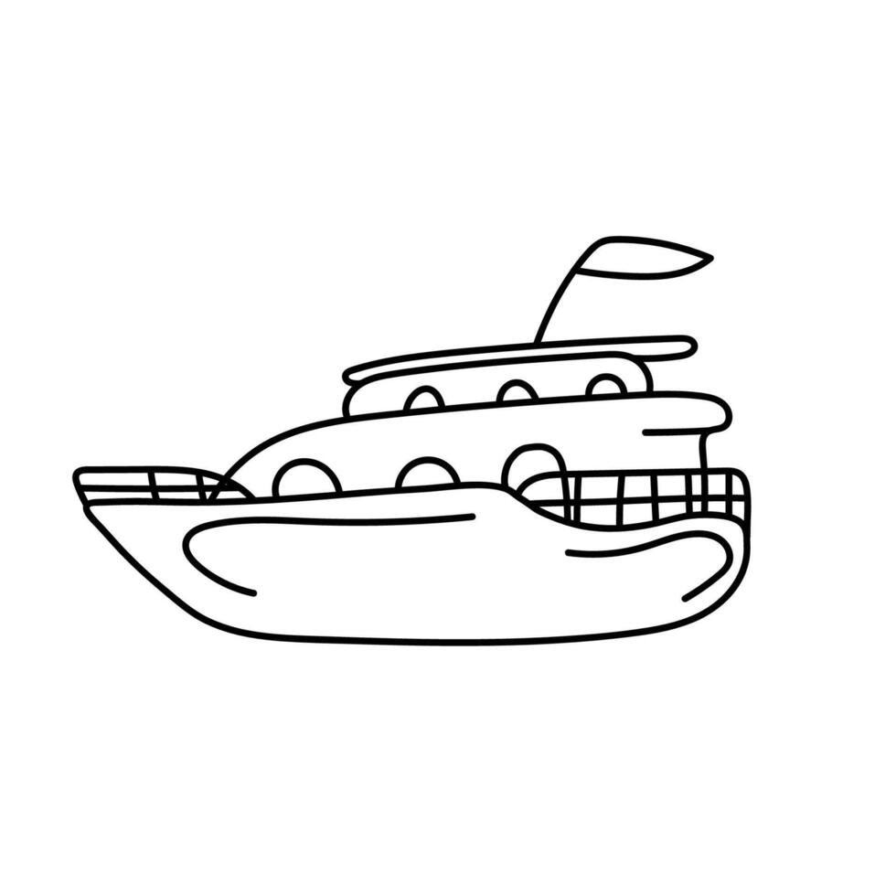 Ship in doodle style. Vector illustration.