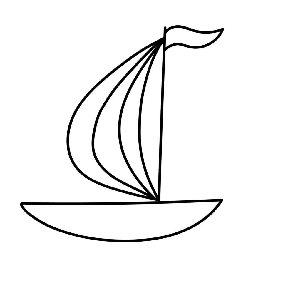 Ship in doodle style. Vector illustration.