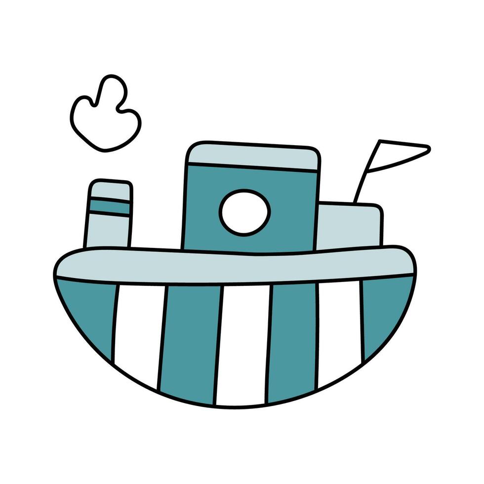 Ship in doodle style. Vector illustration.