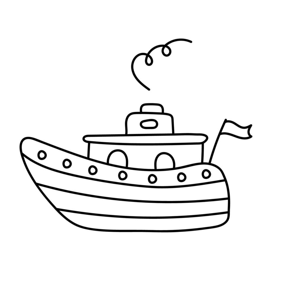 Ship in doodle style. Vector illustration.