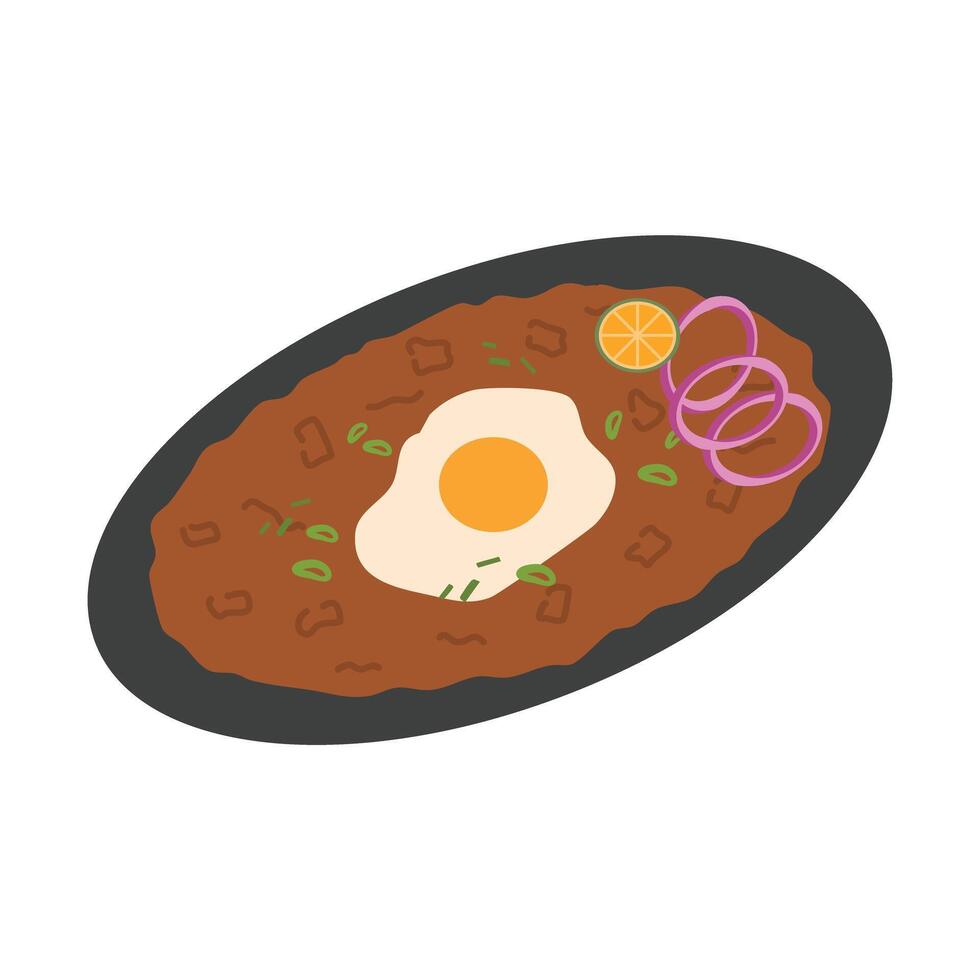 cooked Filipino food called pork sisig vector