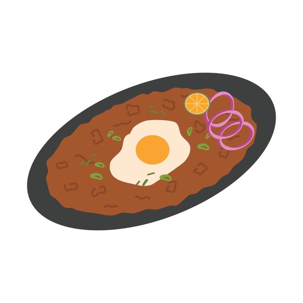 cocido filipino comida llamado Cerdo sisig vector