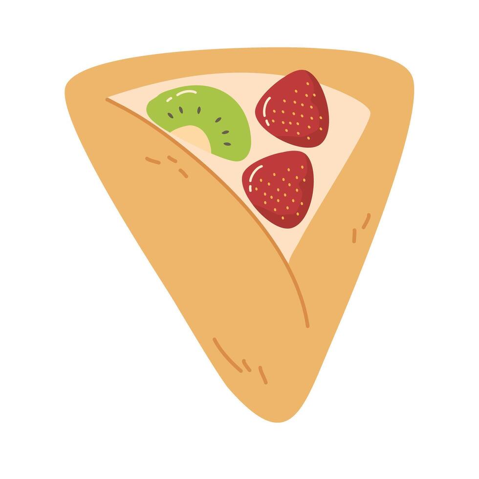 Sweet Crepe with Strawberries and Cream vector