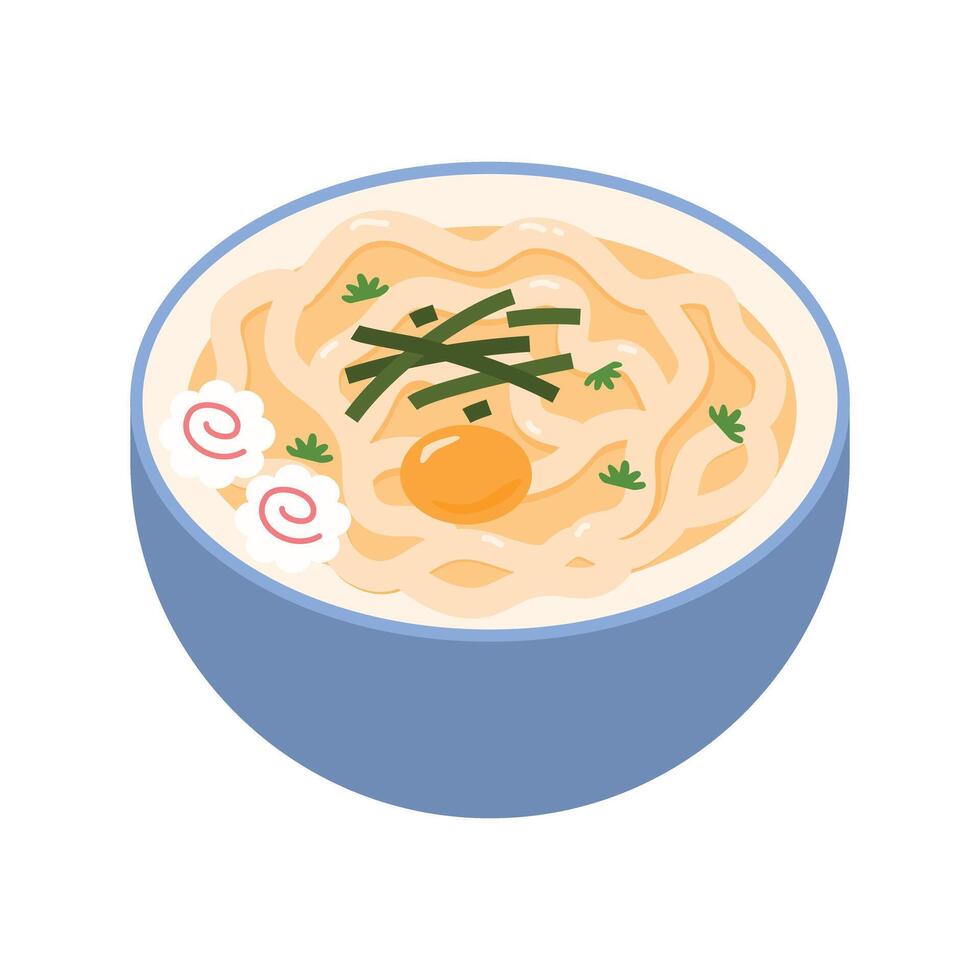 Udon with egg Japanese Food Illustration vector