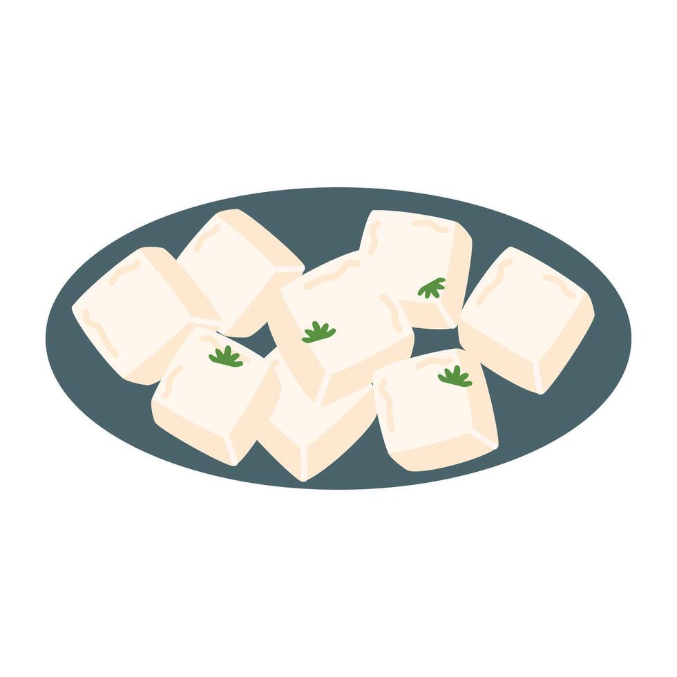 Tofu, and traditional Japanese food illustration vector