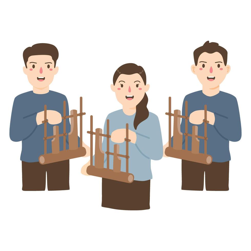 Angklung one of the traditional instrument from indonesia vector