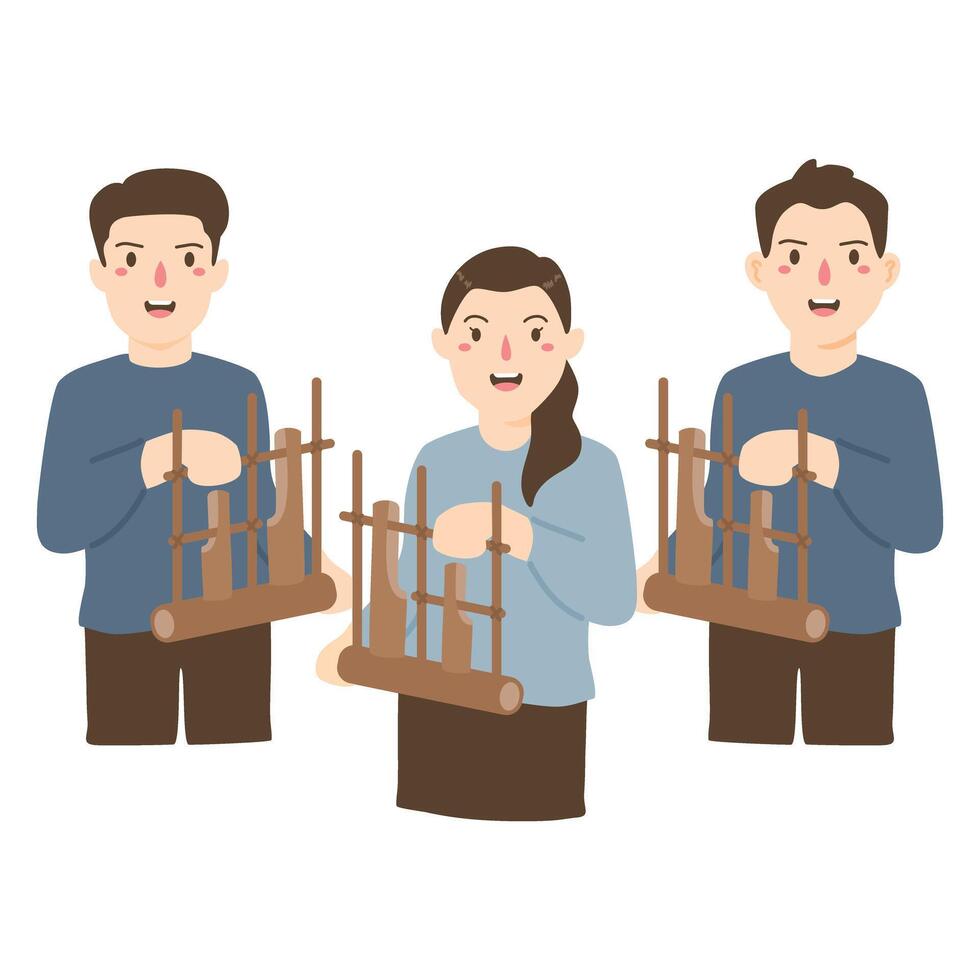 angklung uno de el tradicional instrumento desde Indonesia vector