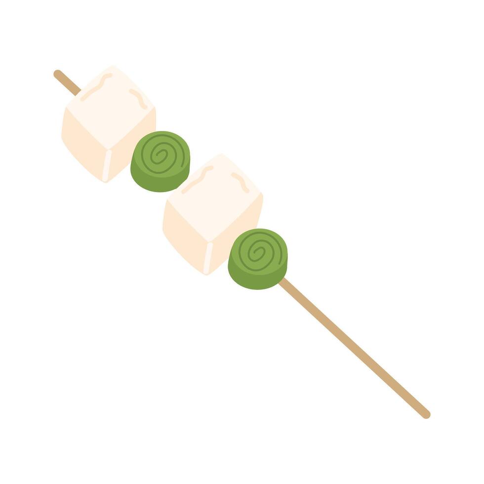 Wood Stick with Cubes of Tofu vector