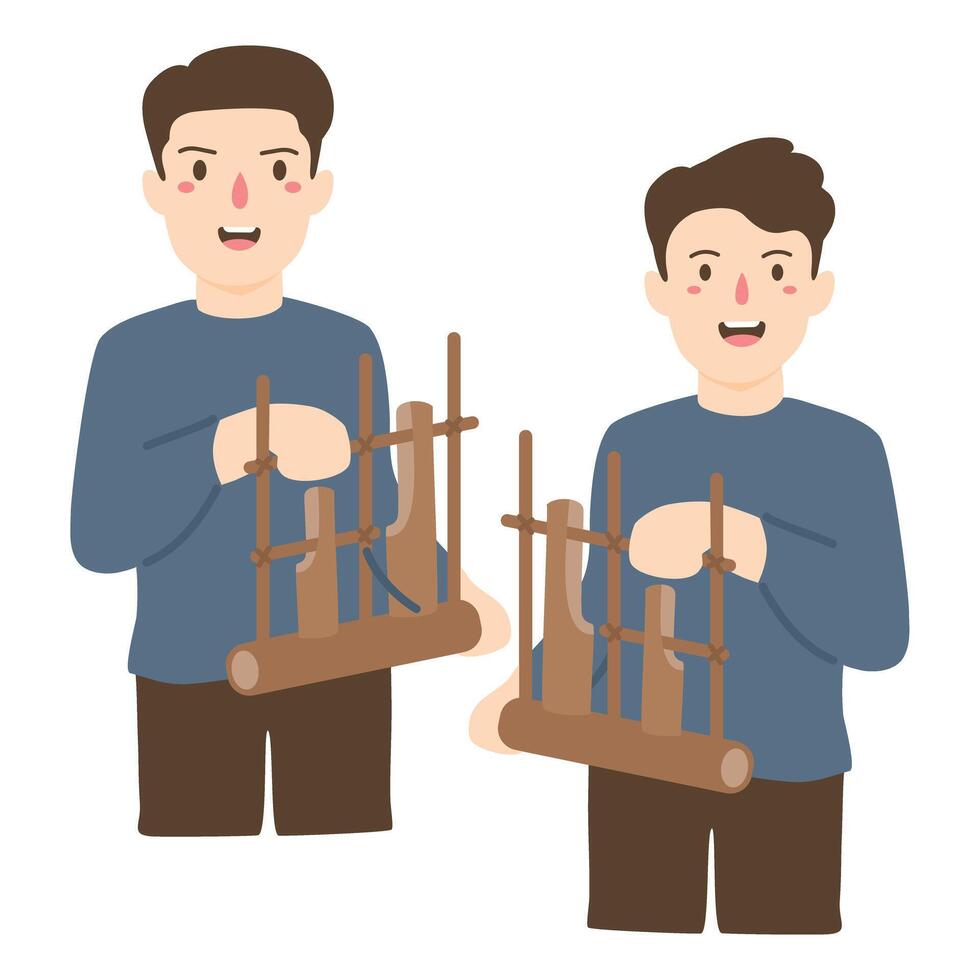 angklung Indonesian music instruments illustration vector