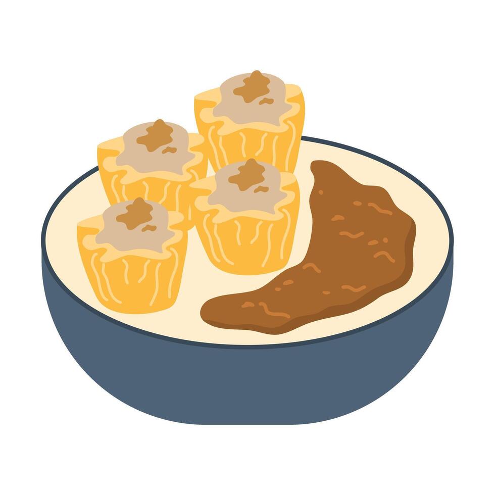 Indonesian Food Siomay Baso Tahu Illustration vector