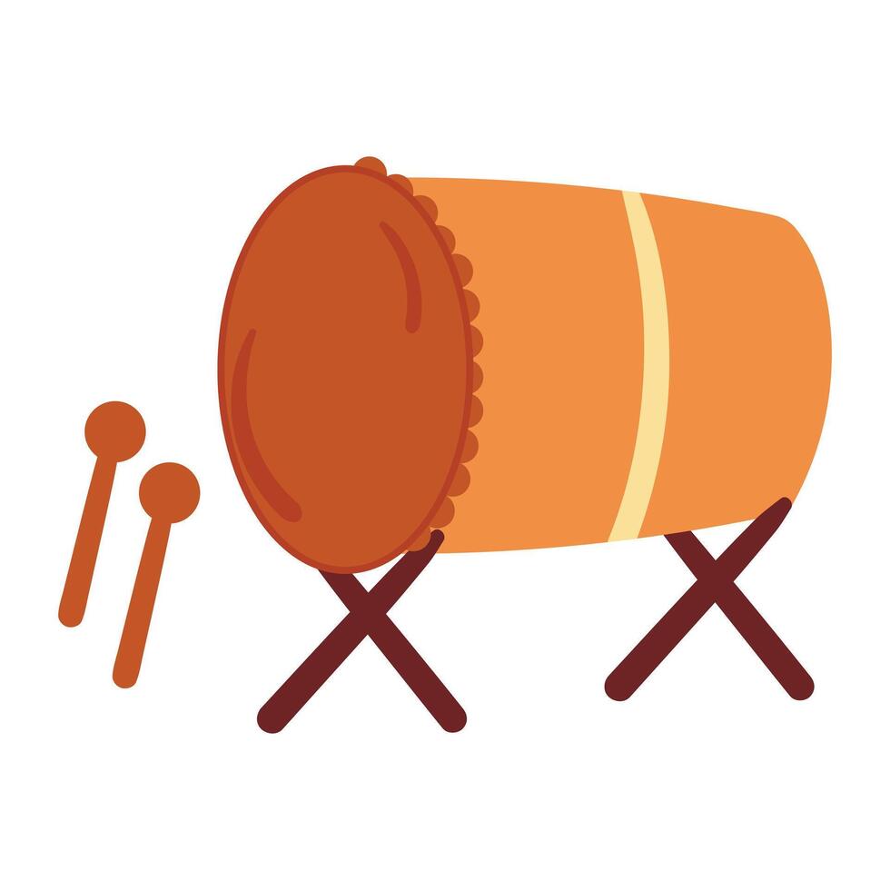 hand drawing cartoon eid mubarak drum vector