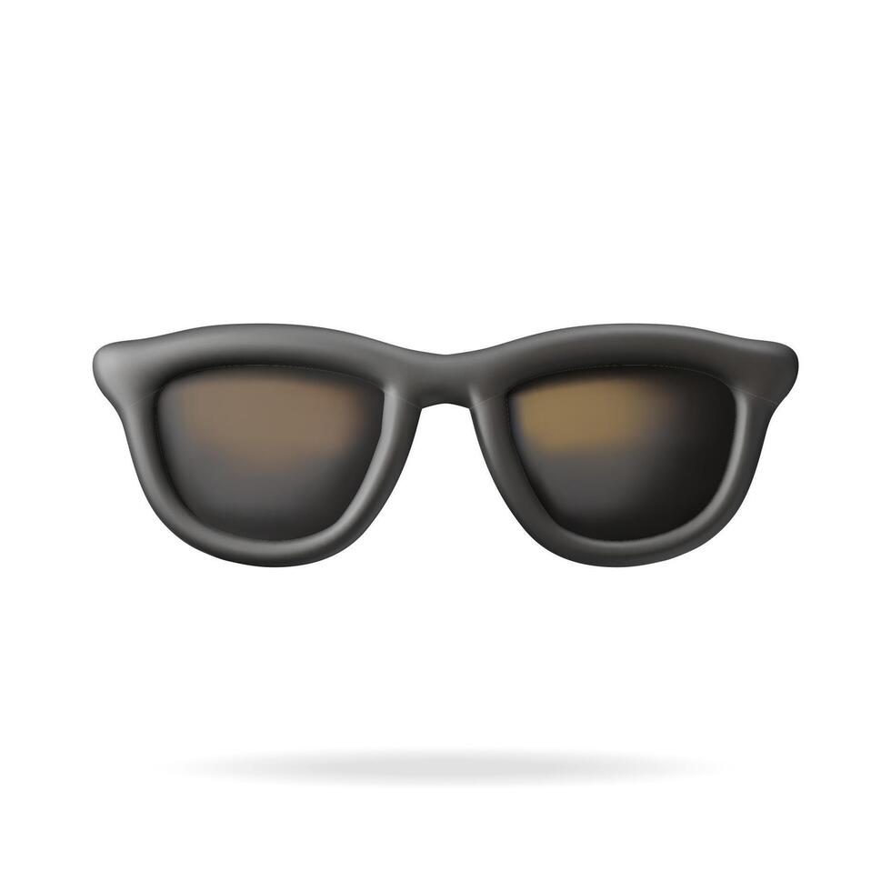 3d negro Gafas de sol icono aislado en blanco. hacer Dom lentes símbolo. concepto de verano vacaciones o día festivo, hora a viajar. playa relajación. realista vector ilustración