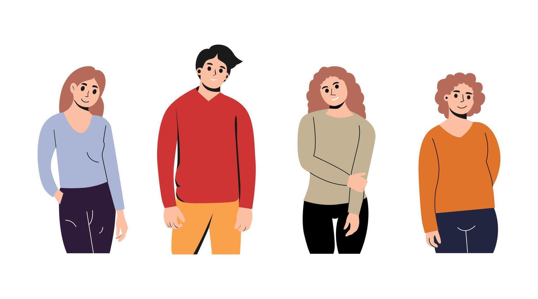 collection of vector illustrations of people standing in various poses