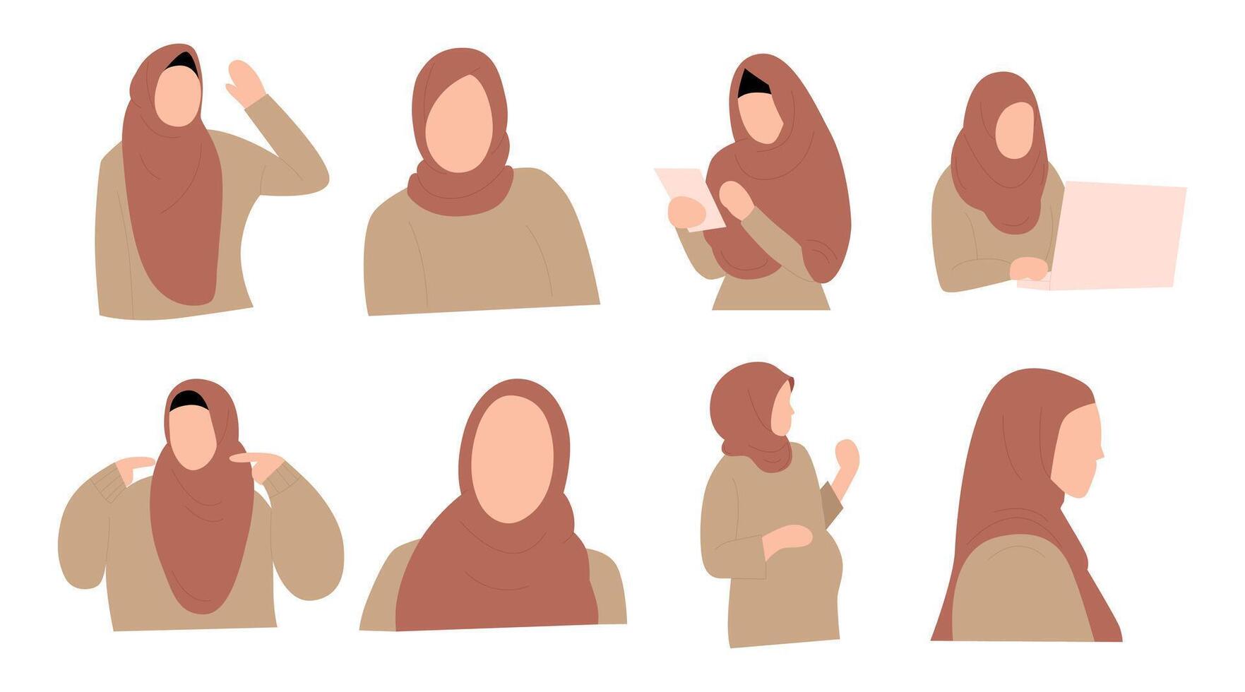 collection of vector illustrations of women wearing the hijab