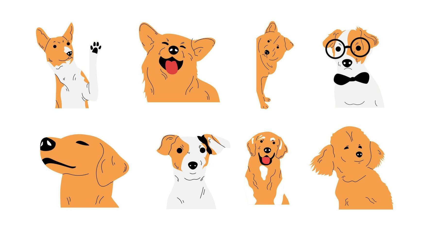 collection of vector illustrations of dog animals