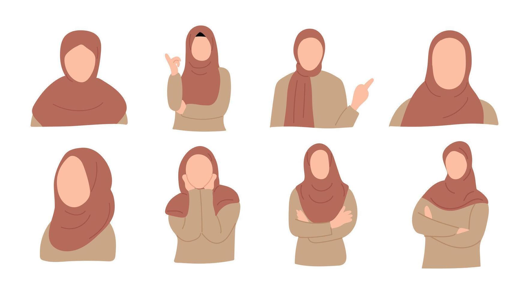 collection of vector illustrations of women wearing the hijab