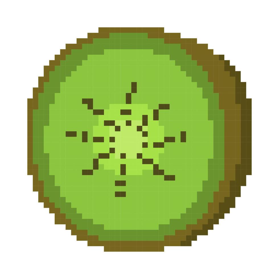 Pixel art fruit kiwi isolated on white background. vector