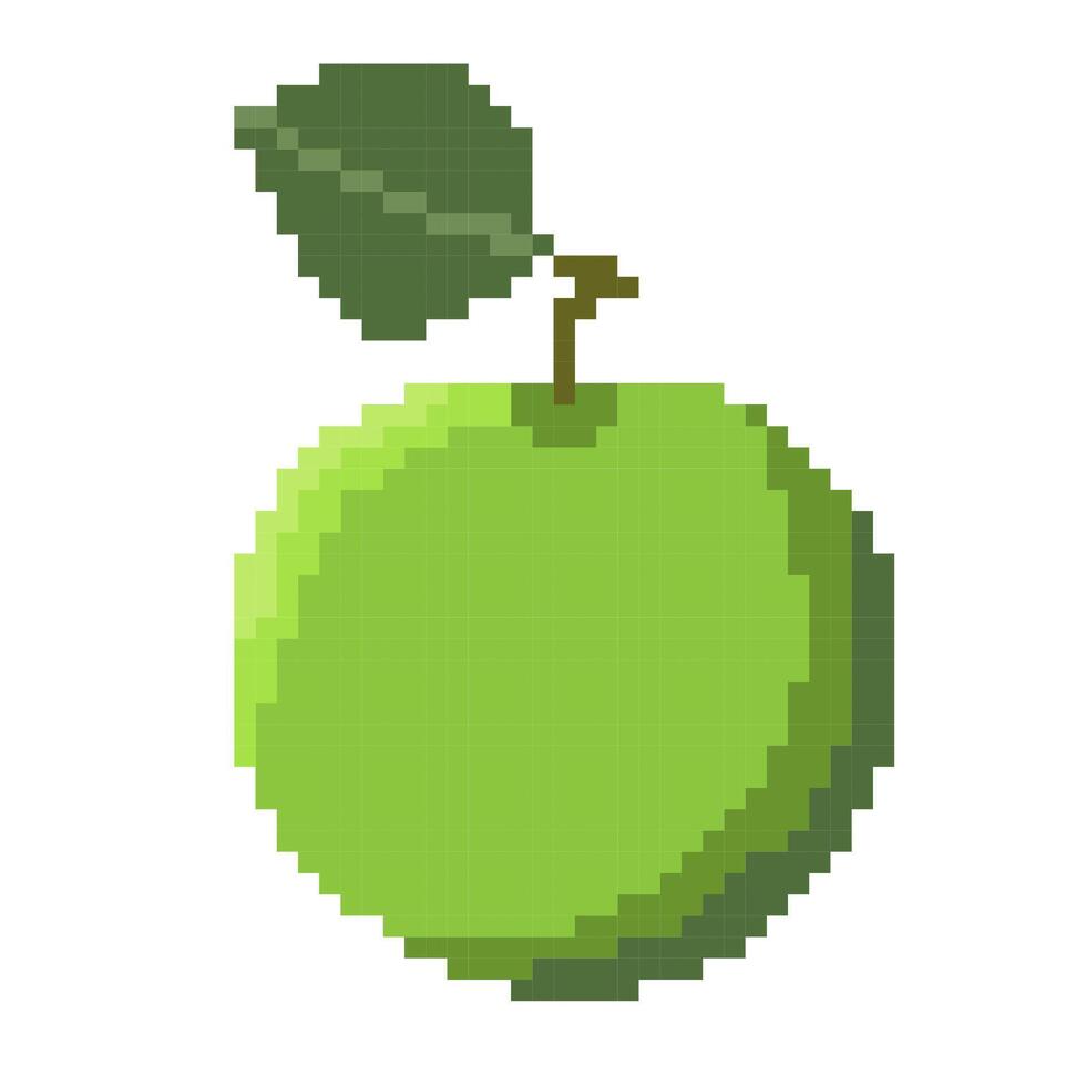 Pixel art fruit apple isolated on white background. vector