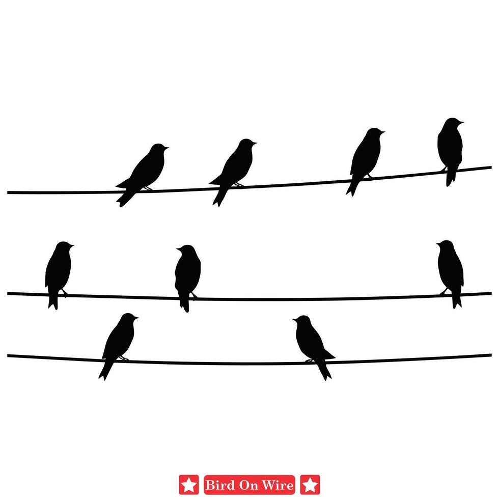 AI generated Sky Serenade Harmonious Birds on Wire Vector Collection