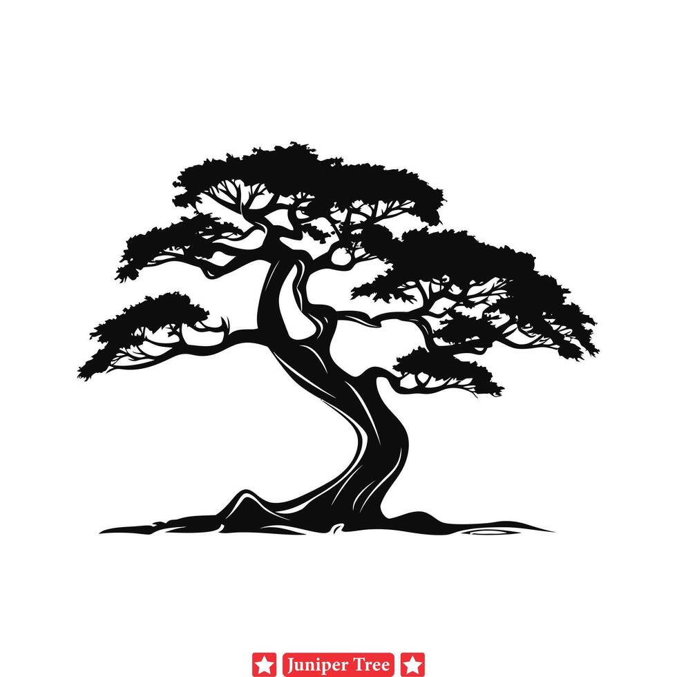 Natural Rhythm  Juniper Tree Vector Set for Organic Designs