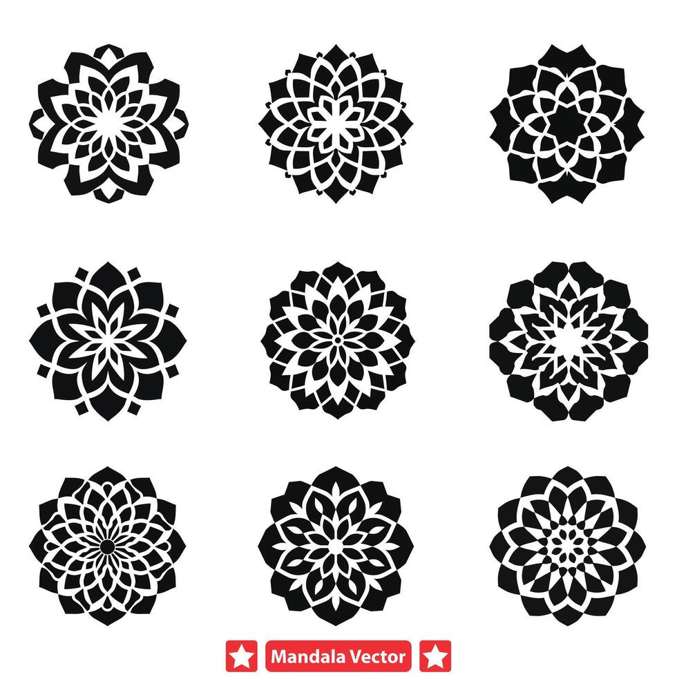 espiritual esplendor mandala vector siluetas para atención plena Arte