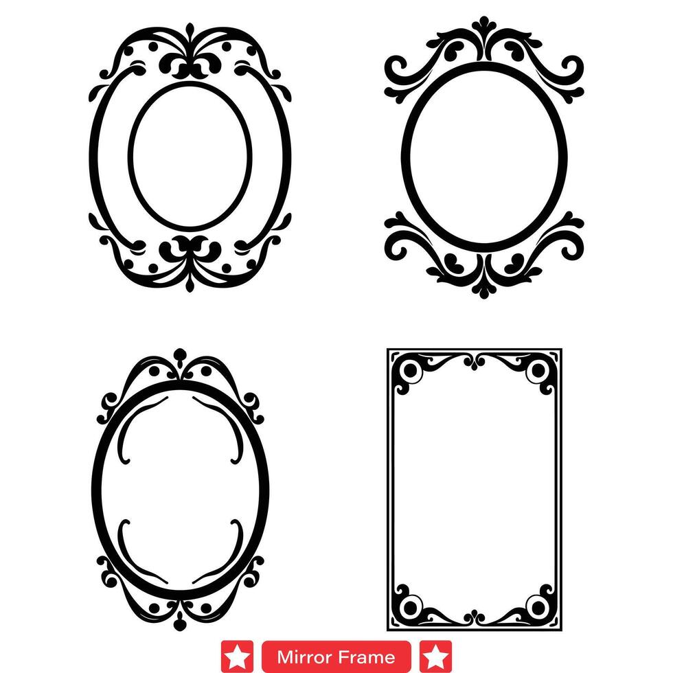 Industrial Mirror Frame Silhouettes  Bold Designs with Raw Materials for Urban decor vector