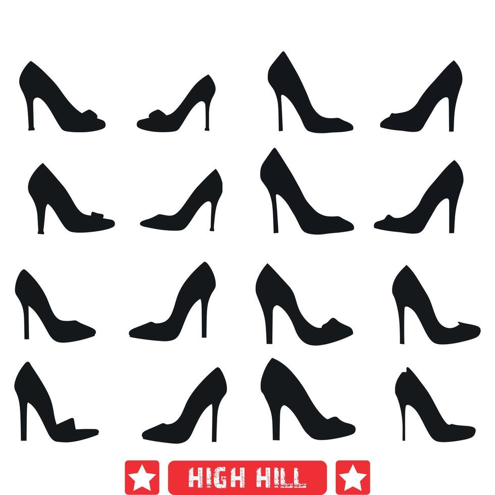 Heel Heights  Versatile High Heel Silhouette Set for Fashion Illustrations vector