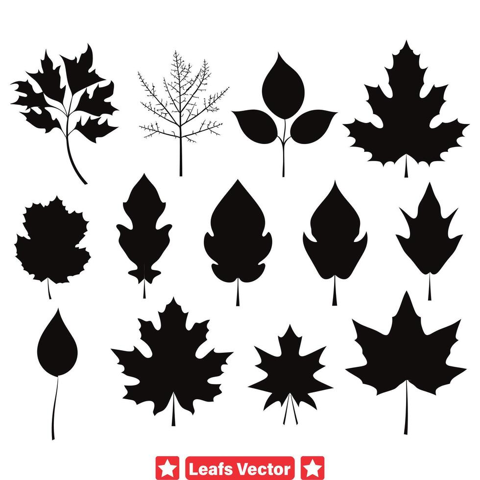 Tranquil Foliage  Serene Leaf Silhouette Designs vector