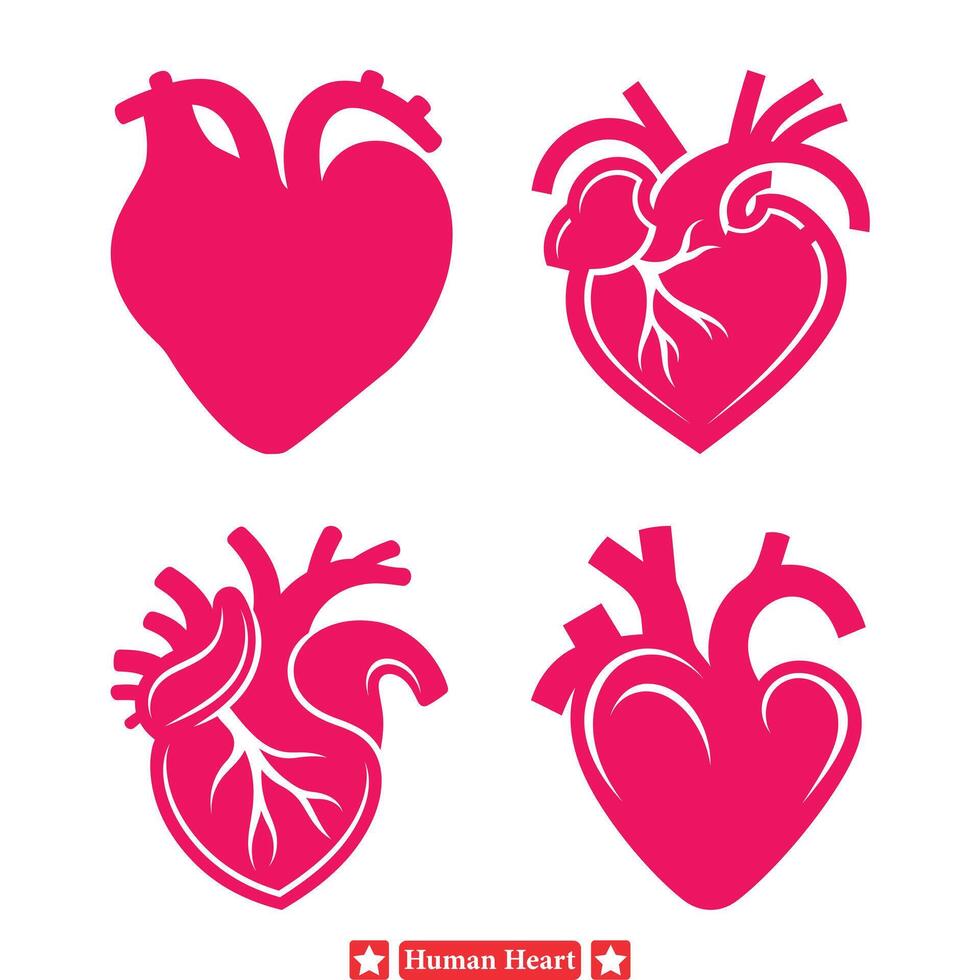 Heart Disease Awareness  Extensive Vector Set of Human Heart Silhouettes for Health Advocacy and Educational Initiatives