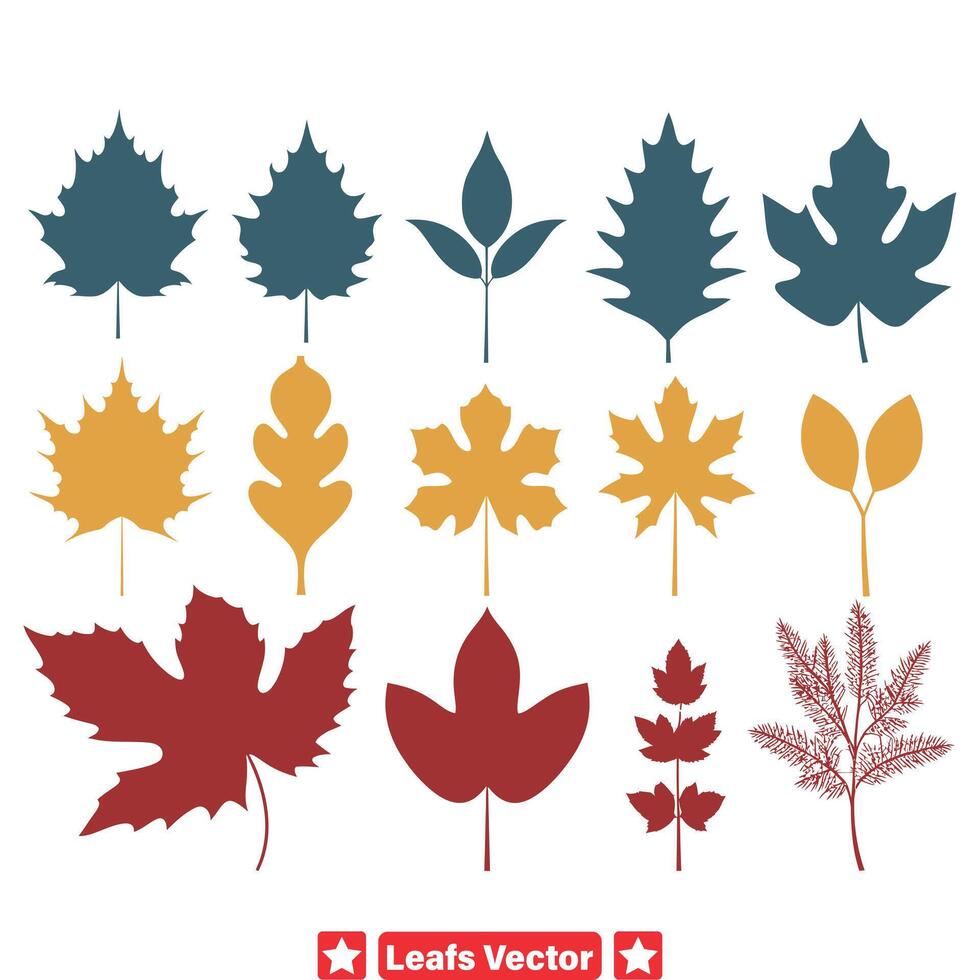 Ethereal Essence  Whimsical Leaf Silhouette Designs vector